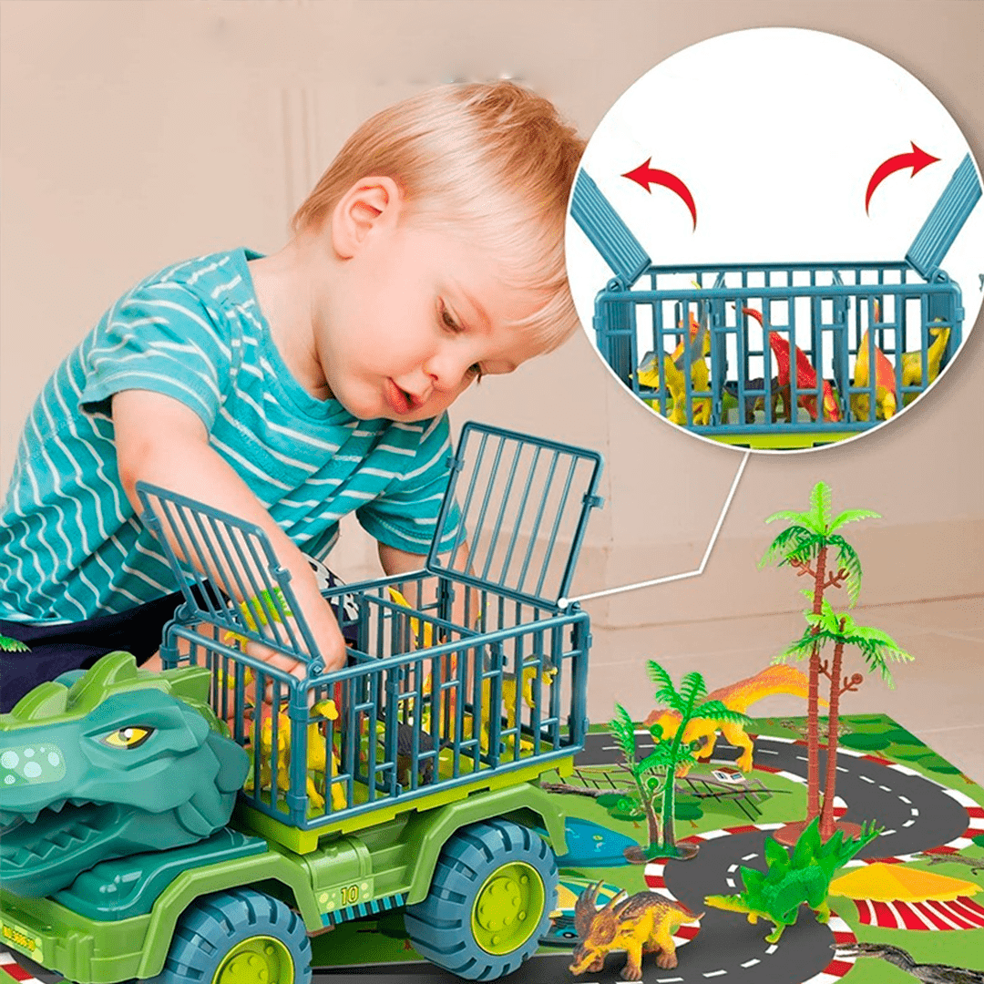 Carrinho Dinossauro Rex com 12 Dinossauros - Smart Kids