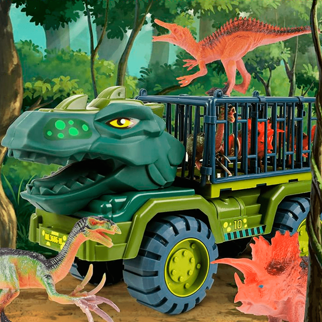 Carrinho Dinossauro Rex com 12 Dinossauros - Smart Kids